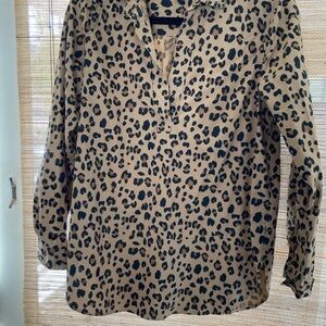 J. Crew leopard cotton long sleeve top